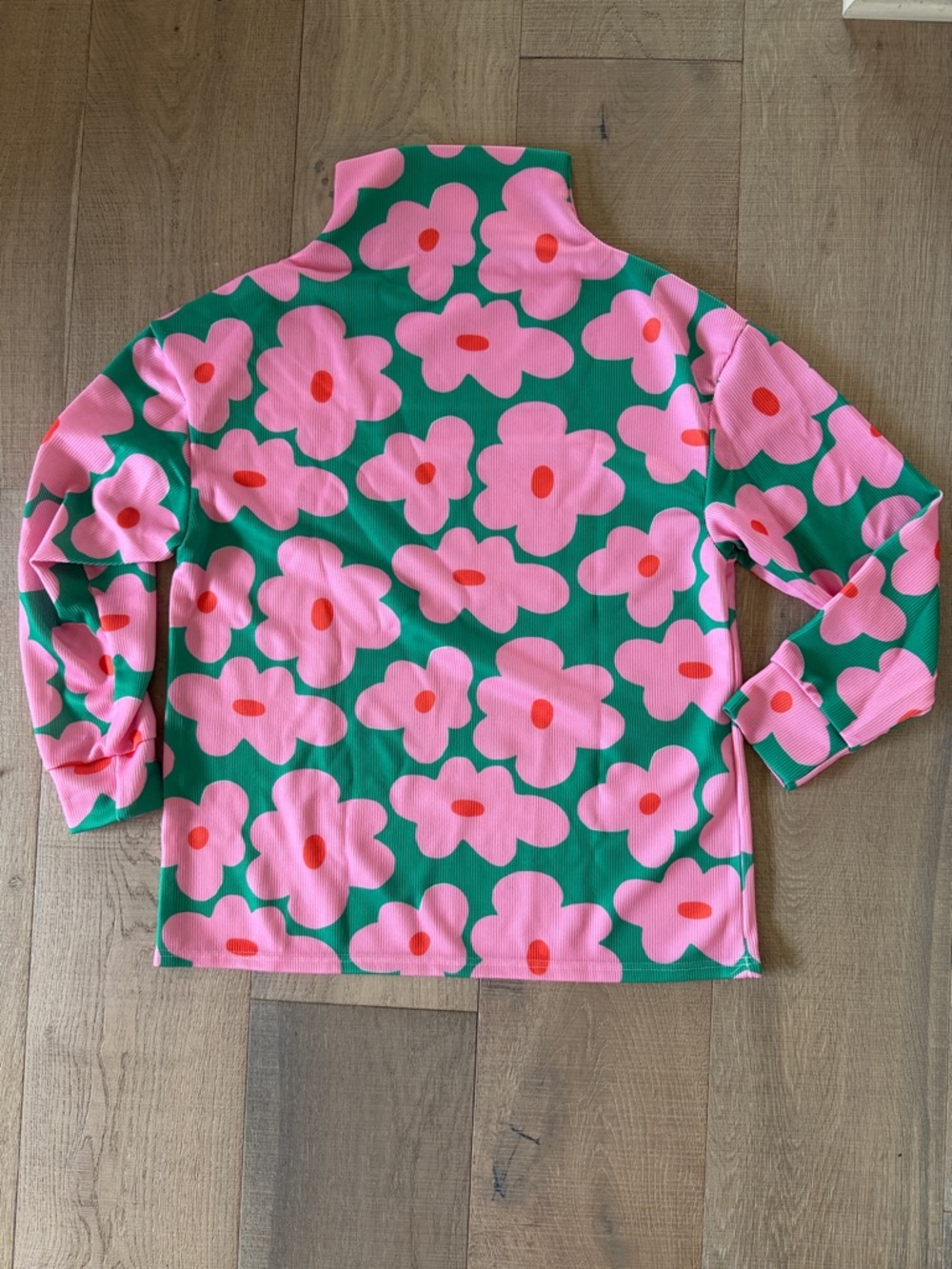 Pink Floral Print Long Sleeve Pullover Top